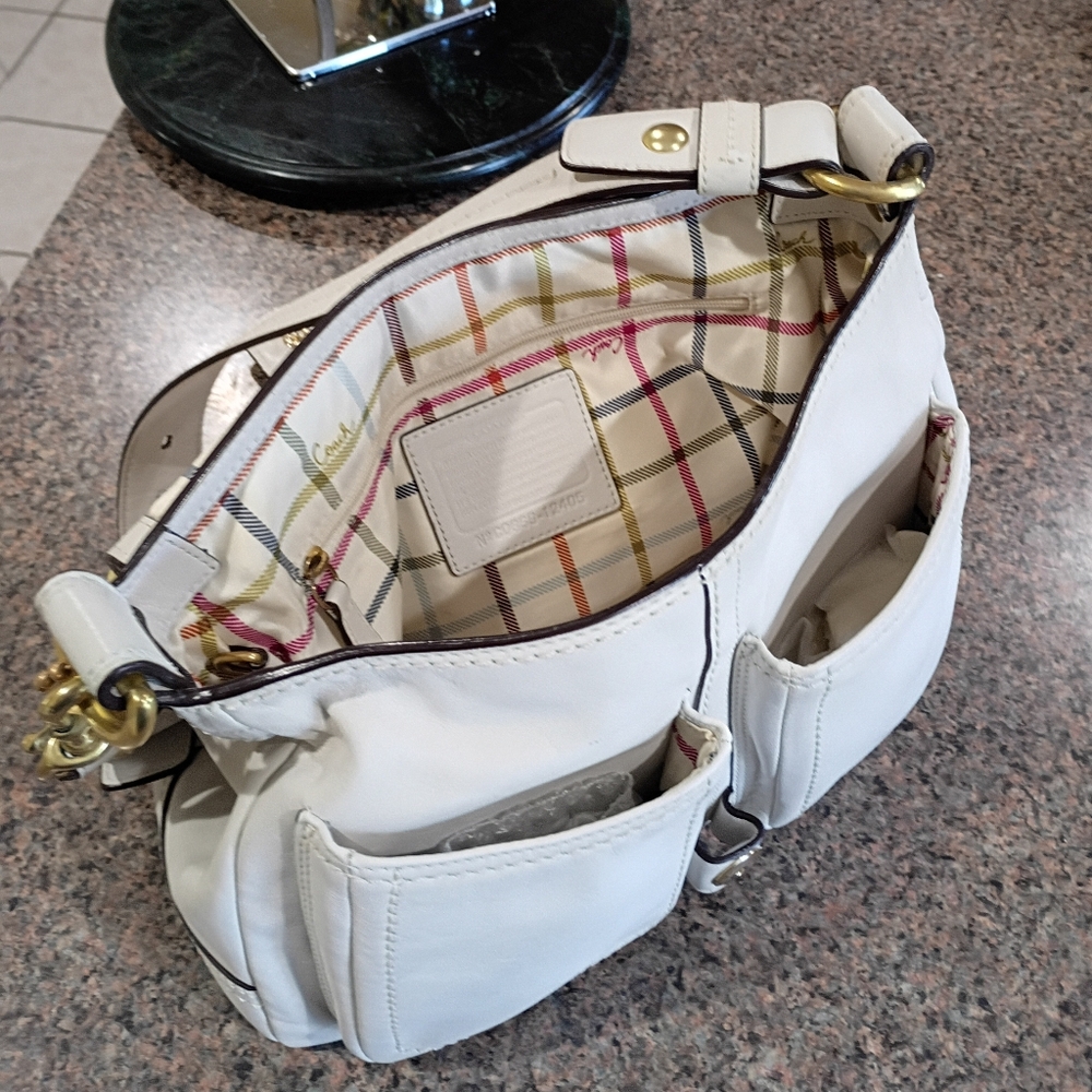 Coach vintage bleeker legacy tattersall flap shoulder bag with gold buckle - Picture 6 of 17